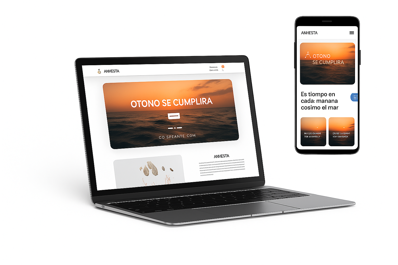 Mockup de sitio web y app móvil